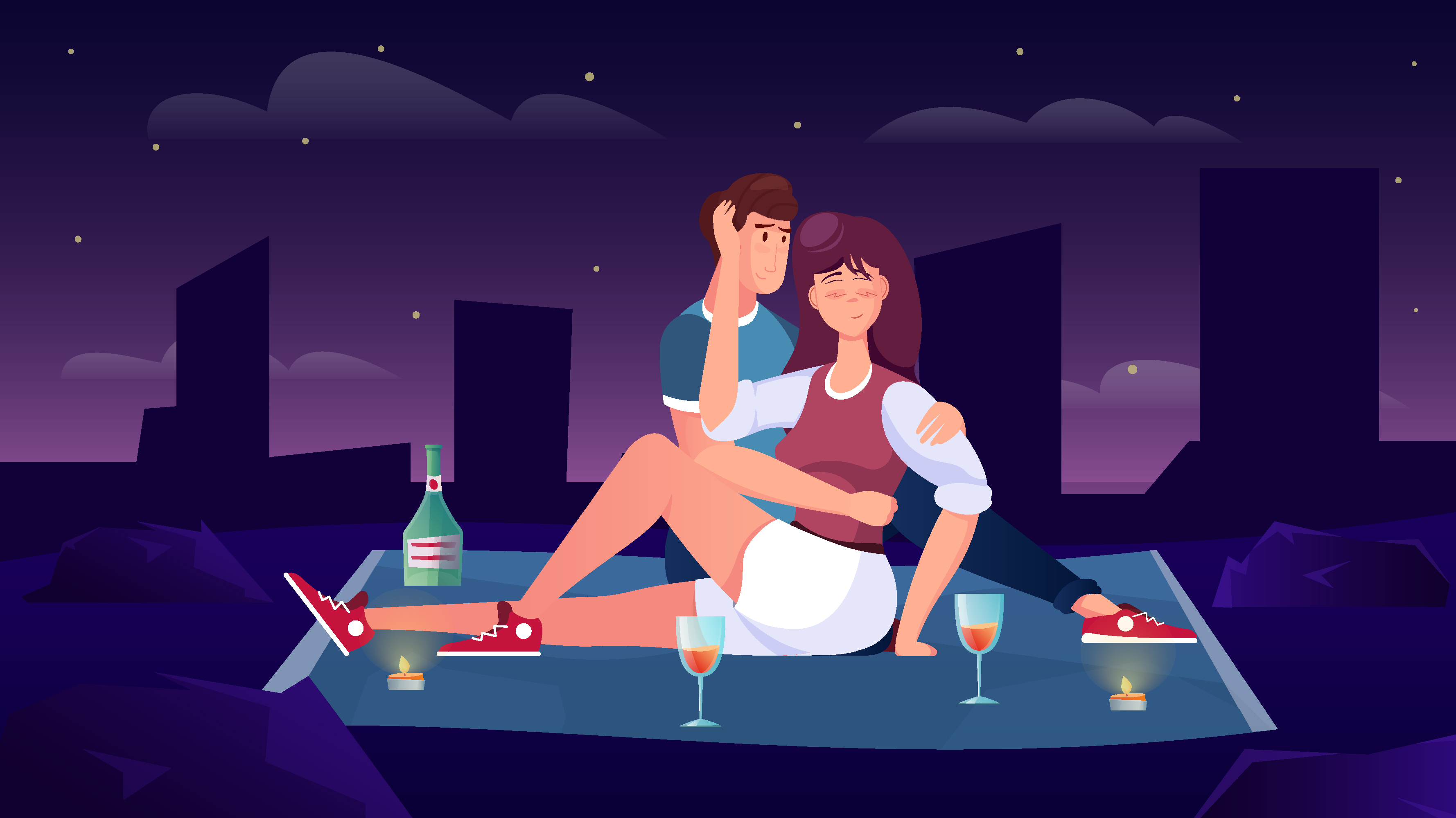 Couple drinking on date