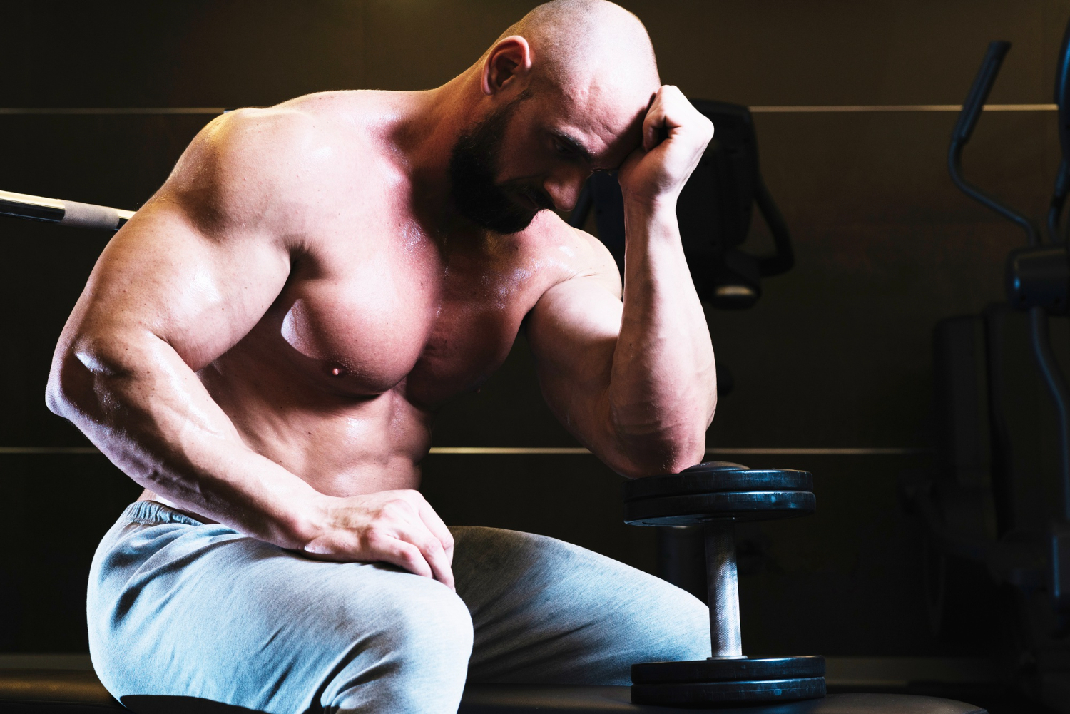 Sad Man in Gym