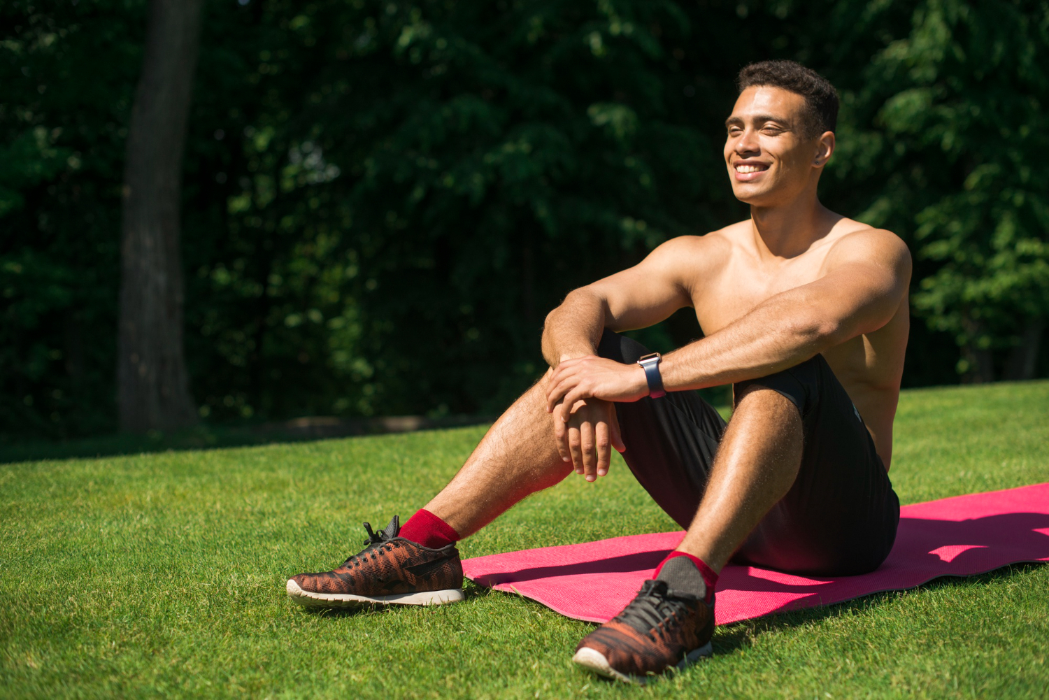 Man working out in nature